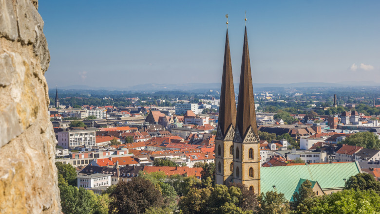 View over the Marienkirche in the historical center of Bielefeld