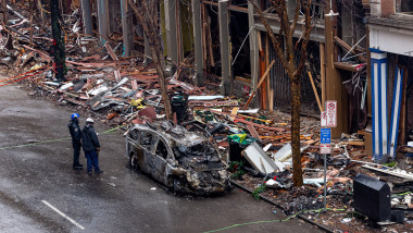 Locul exploziei din Nashville, care a avut loc în ziua de Crăciun.