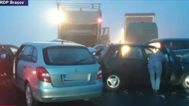 Zece mașini s-au ciocnit pe șoseaua ocolitoare a Brașovului