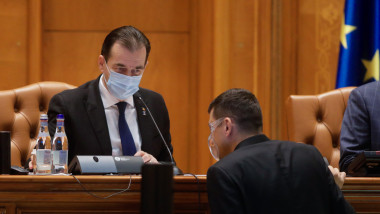 Președintele Camerei Deputaților, Ludovic Orban și președintele AUR, George Simion.
