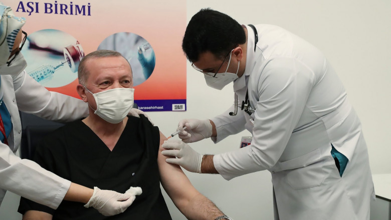 Președintele turc Recep Erdogan s-a vaccinat împotriva Covid-19.