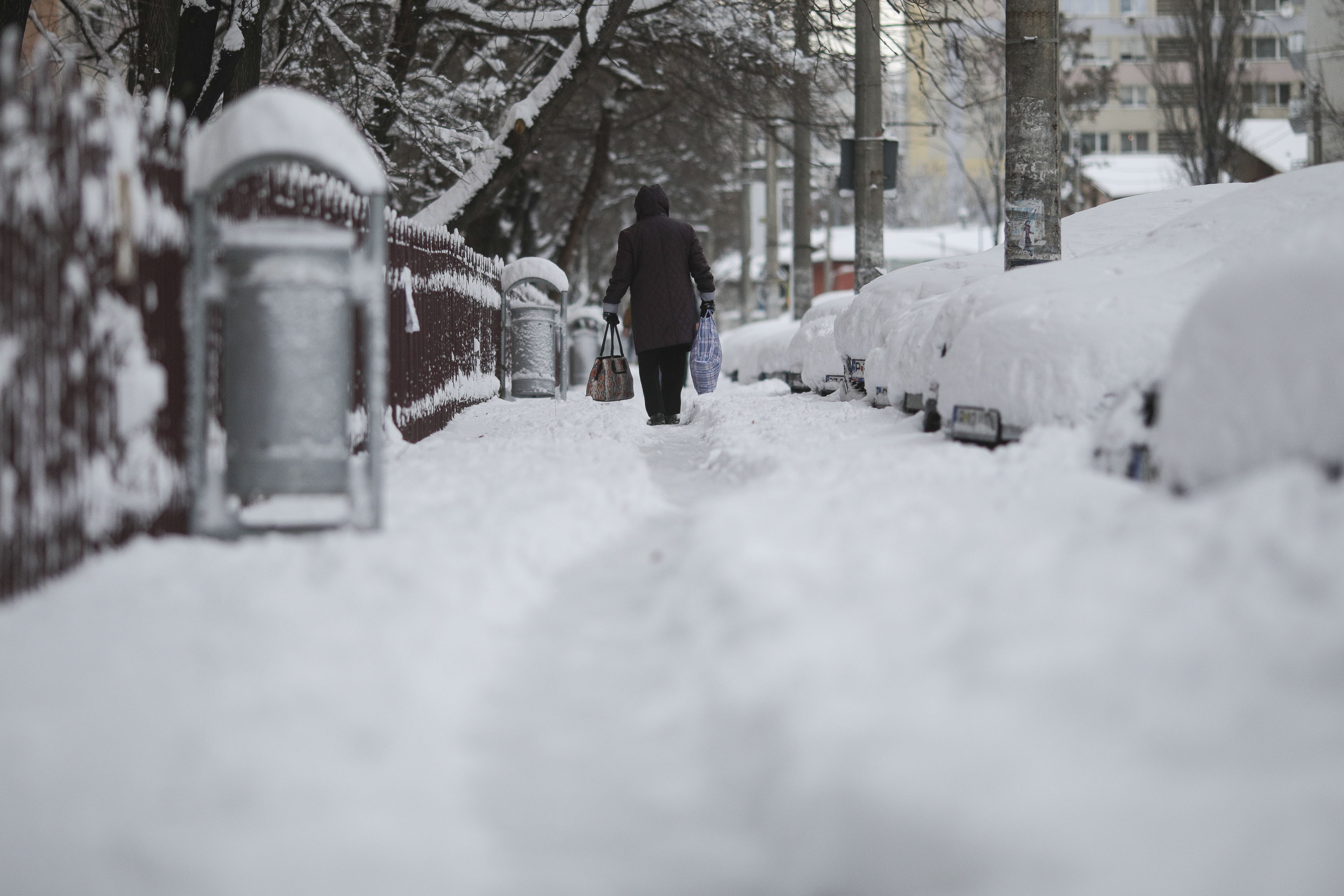 Cod galben de viscol în opt județe și în București. Ninsori abundente în mai multe regiuni ale țării