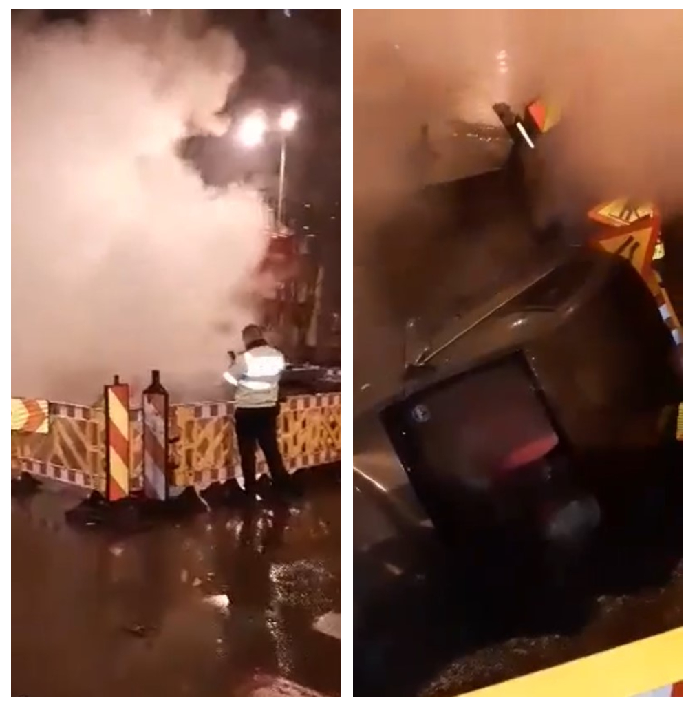 O șoferiță a căzut cu mașina într-o groapă din cauza aburilor