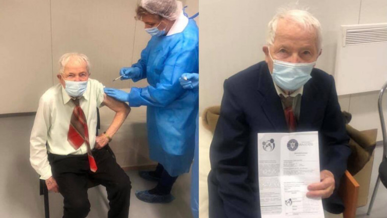 Un bătrân în vârstă de 93 de ani din Piatra-Neamț este cea mai vârstnică persoană din oraș care s-a vaccinat împotriva Covid-19