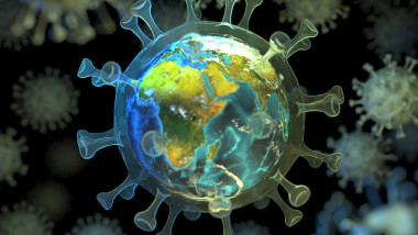 planeta pamant intr-o celula de coronavirus