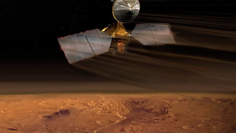 O sondă deasupra planetei Marte