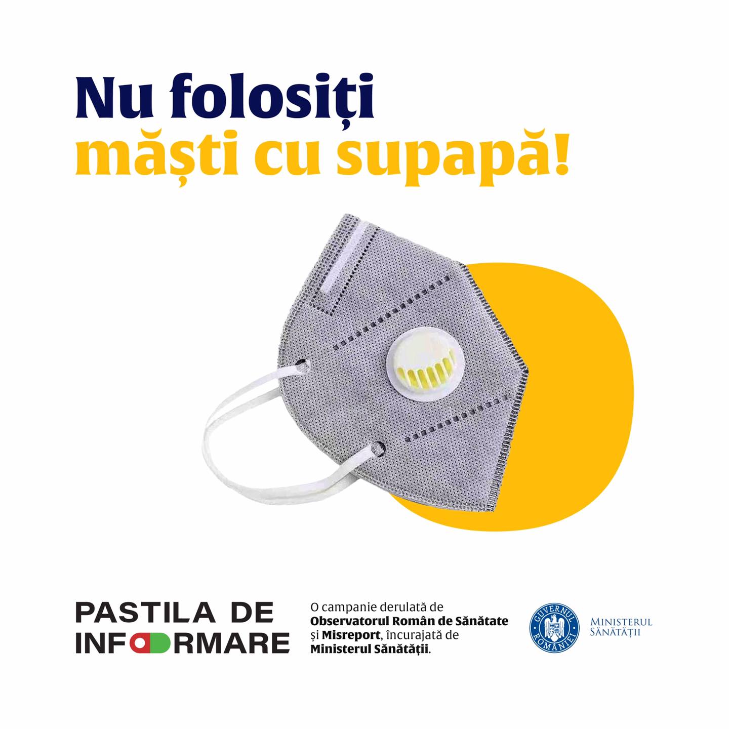 Avertisment de la Ministerul Sănătății: Nu purtați măști cu supapă!