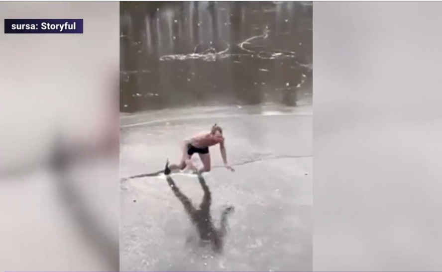 VIDEO Olandezul căzător. Ce se întâmplă când vrei să te dai în spectacol pe gheața canalelor din Amsterdam
