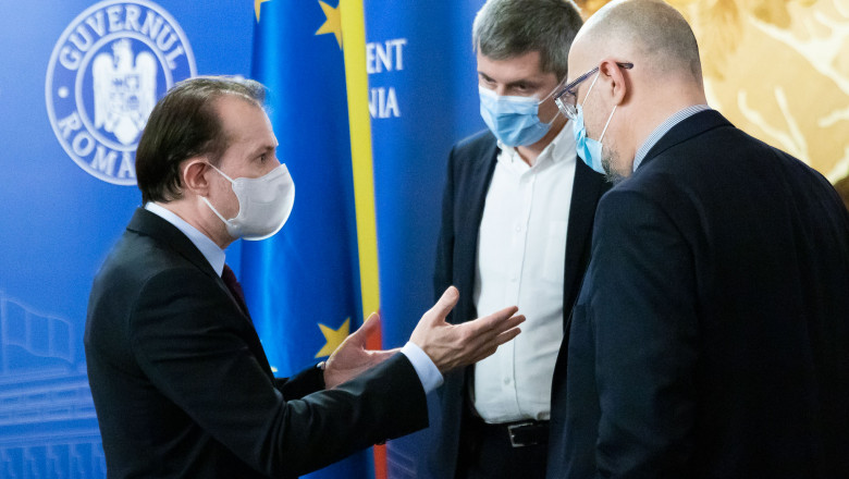 Florin Cîțu, Kelemen Hunor și Dan Barna discuta la guvern
