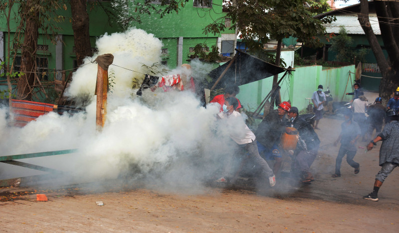 Two people were killed after police fired at protesters in Mandalay