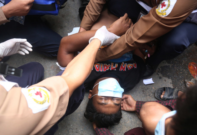 Two people were killed after police fired at protesters in Mandalay