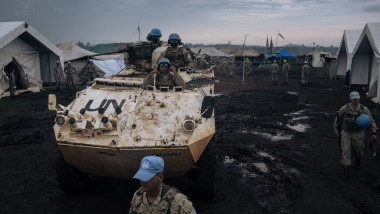 Soldați din trupele ONU de menținere a păcii în R.D. Congo