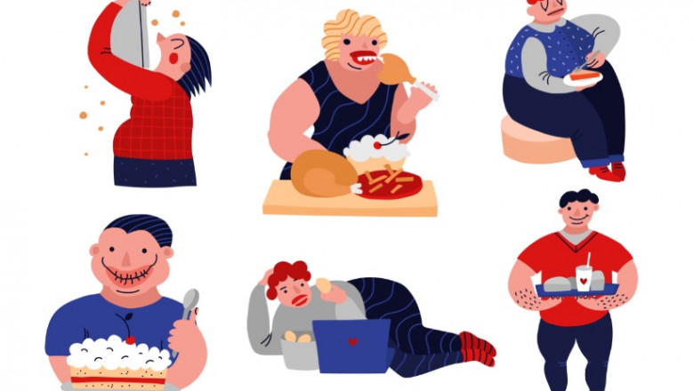 grafica cu oameni grasi in timp ce mananca