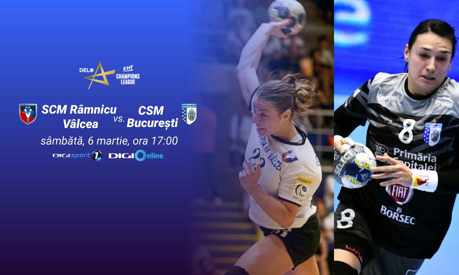 Duel românesc, în optimile EHF Champions League, în direct, la Digi Sport