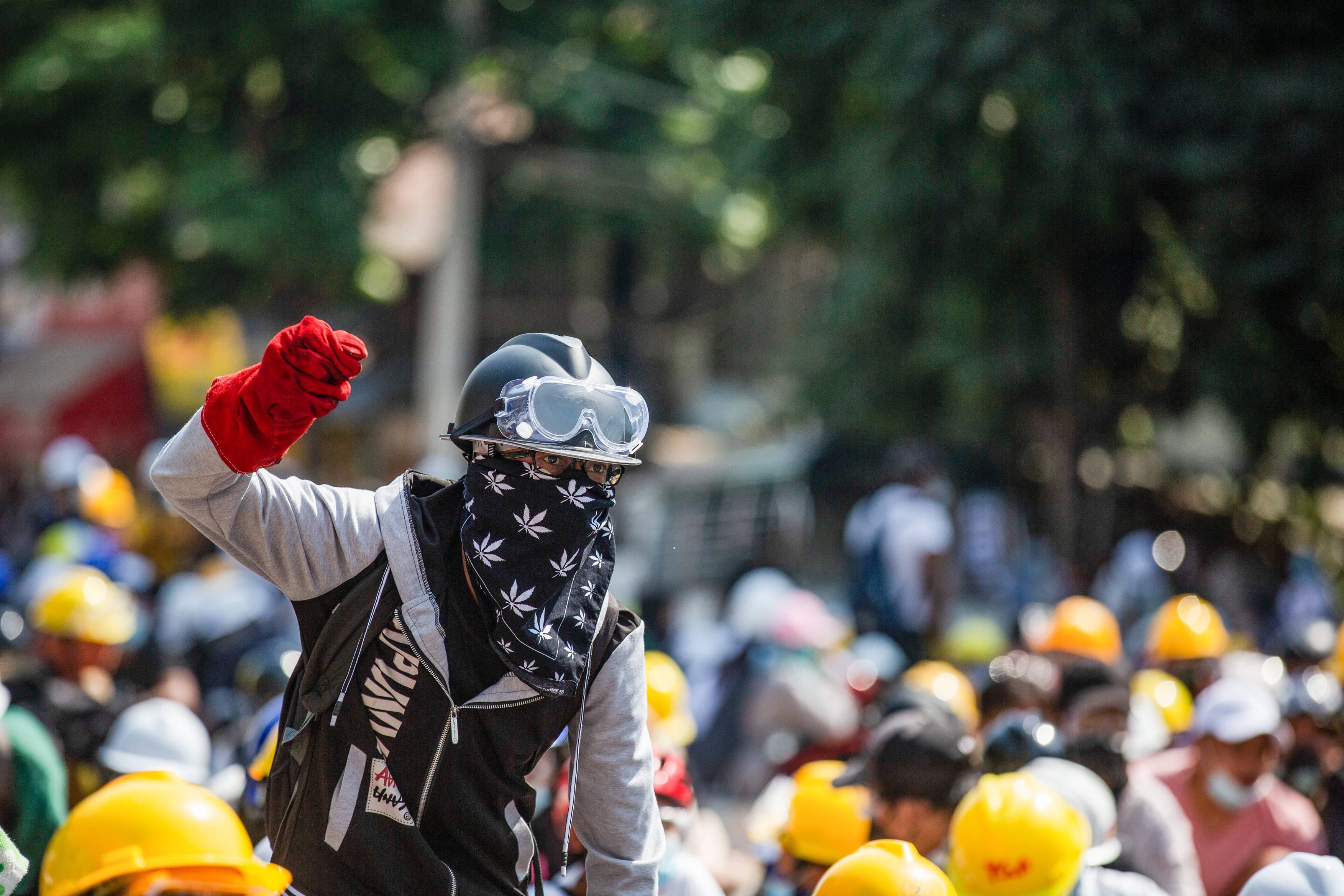 Anti military coup protest in Yangon, Myanmar - 08 Mar 2021
