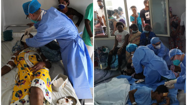 medici chinezi trateaza raniti in urma exploziei din guineea ecuatoriala.