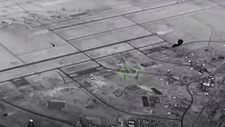 Filmare din dronă: o rachetă lovește baza Al Asad