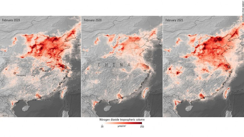 Hartă poluare China și zona Asiei