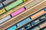 Aerial View Of Colorful Freight Trains In North China