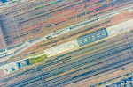 Aerial View Of Colorful Freight Trains In North China