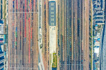 Aerial View Of Colorful Freight Trains In North China