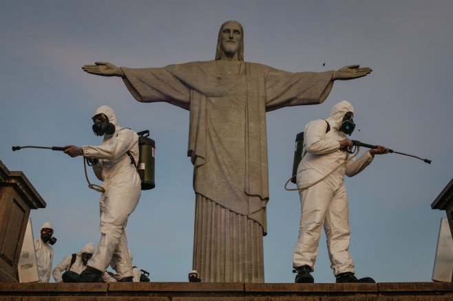 The Military Disinfects the Christ the Redeemer Amidst the Coronavirus (COVID - 19)