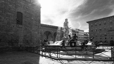 Piazza della Signoria din Florența, golită de pandemia de COVID-19.