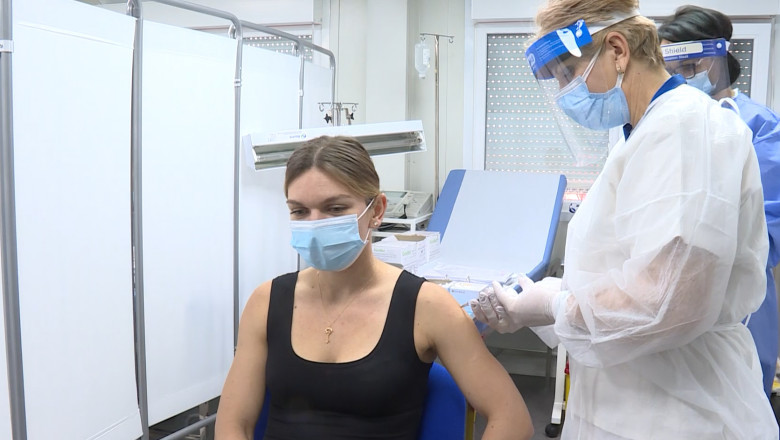 Simona Halep se vaccineaza la Institutul Cantacuzino.