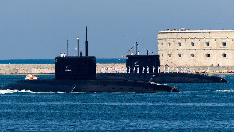 Submarine din flota rusă a Mării Negre în portul Sevastopol din Crimeea, 2018