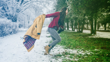 woman happy spring is came undressing
