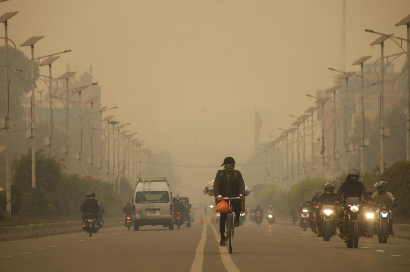 Kathmandu reels under thick layer of smoke and pollution, Kathmandu, Nepal - 26 Mar 2021