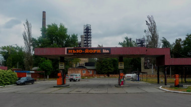 benzinarie intr-un oraș din Ucrana