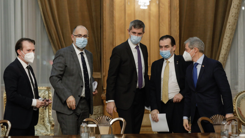 Cîțu, Hunor, Barna Orban și Cioloș la o ședință.