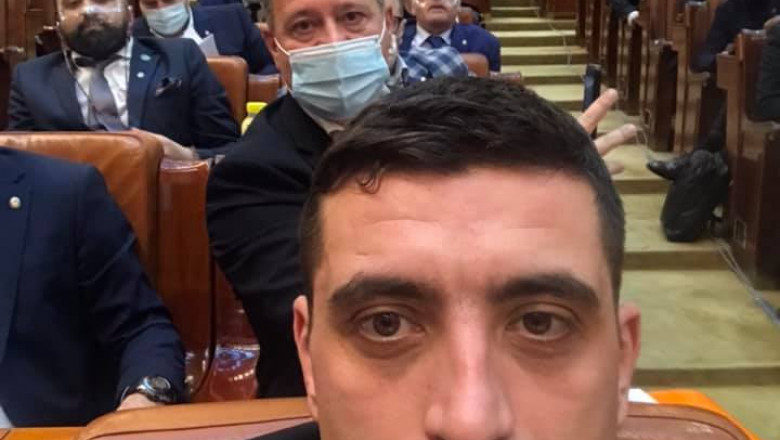 george simion isi face un selfie in parlament.