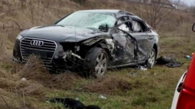 Autoturismul Audi A3 implicat în accidentul din iulie 2018, pe drumul dintre Roman și Târgu Frumos.
