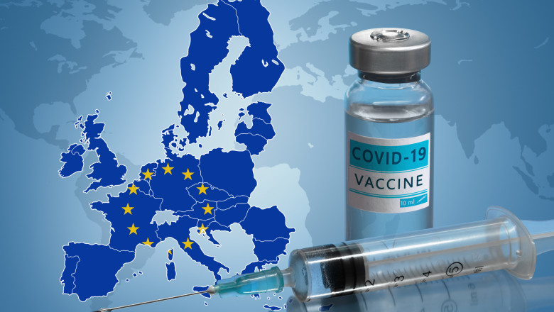 harta europei cu tarile UE si vaccin