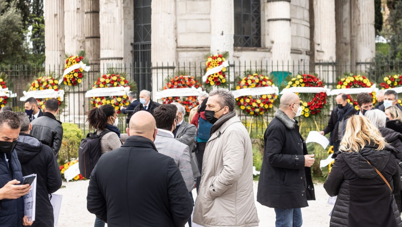 Funeral home workers protest in Rome, Italy - 16 Apr 2021