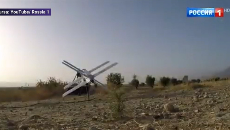 o drona kamikaze din dotarea fortelor armate ruse este pregatita pentru lansare