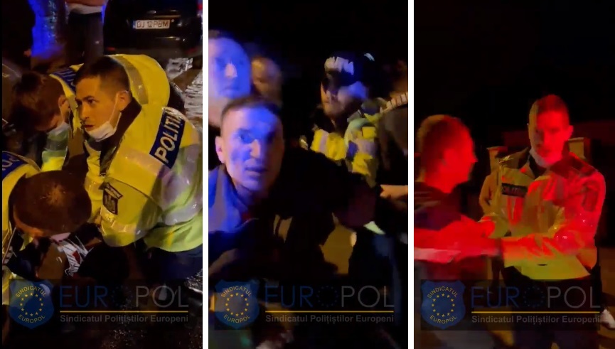 Polițiști agresați la Craiova pentru că au reținut un șofer beat la volan. Un agent lovit cu capul în gură a ajuns la spital VIDEO