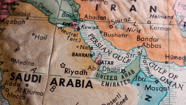 Hartă Orientul Mijlociu cu Arabia Saudită și Iran în prim plan