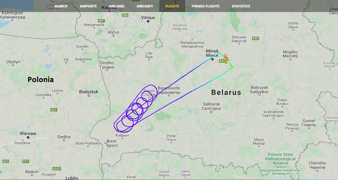 Un avion din Belarus care decolase spre Barcelona s-a întors la Minsk, după ce s-a învârtit în aer fără să intre în spațiul aerian UE