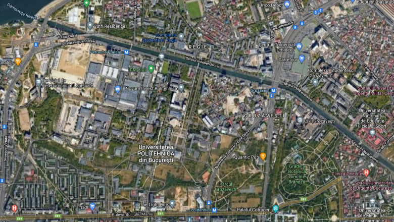 Hartă Google Earth cu Bulevardul Vasile Milea.