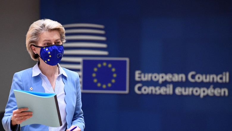 Președinta Comisiei Europene, Ursula von der Leyen, face o declaratiee de presa