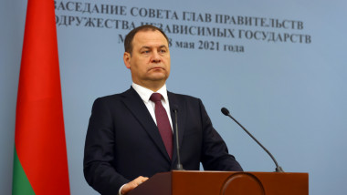 Premierul bielorius Roman Golovchenko face declarații.