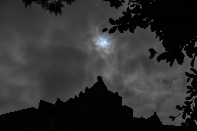Partial eclipse of the sun, Scotland, UK - 10 Jun 2021