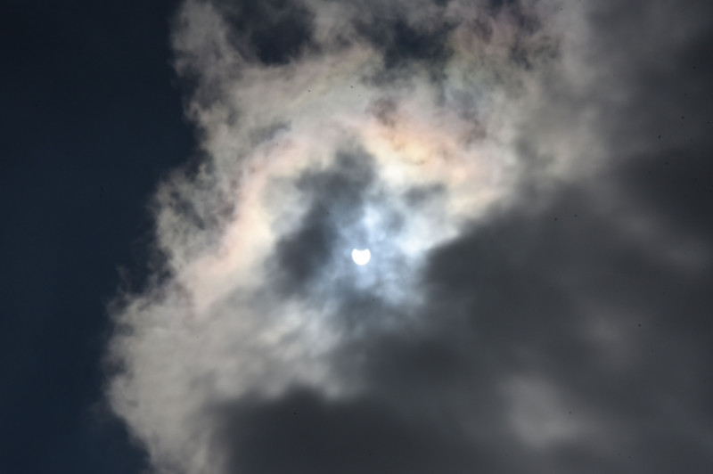 Rare rainbow around solar eclipse, London, UK - 10 Jun 2021