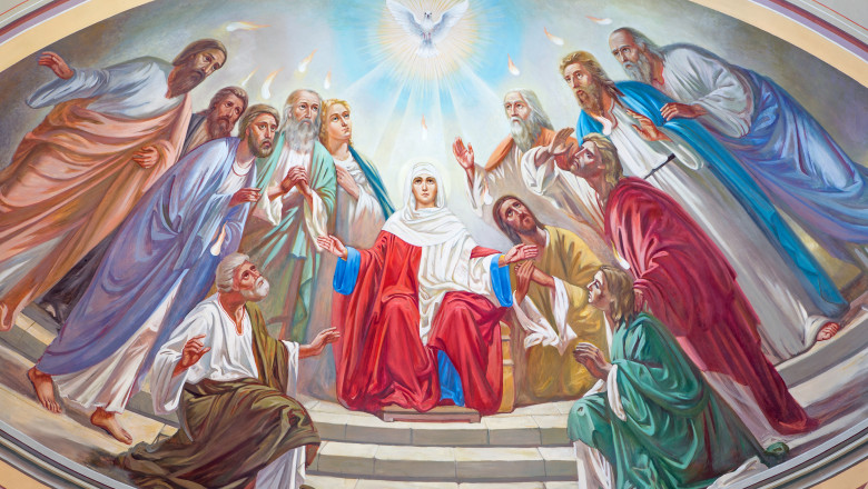 rusaliile scena pogorarii sfantului duh asupra apostolilor