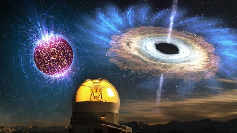 Stea neutronică și gaură neagră în fața unui observator astronomic