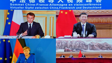Videoconferință între Merkel, Macron și Xi Jinping.