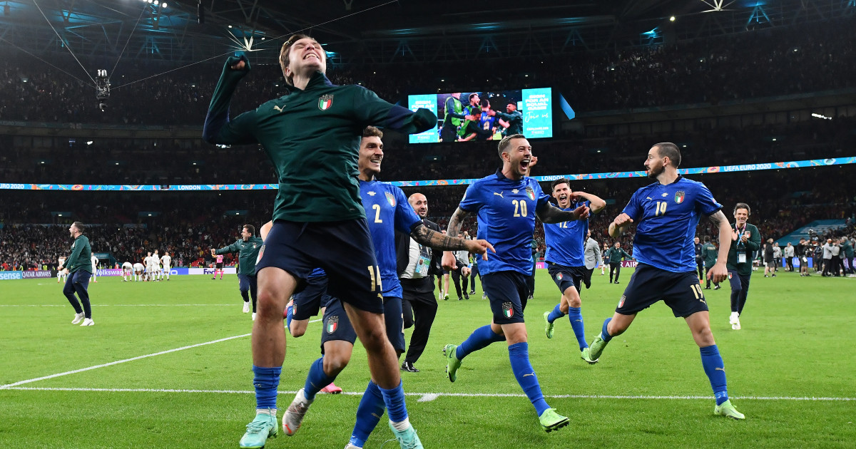 L’Italia, nella finale di EURO 2020. Ha battuto la Spagna ai rigori